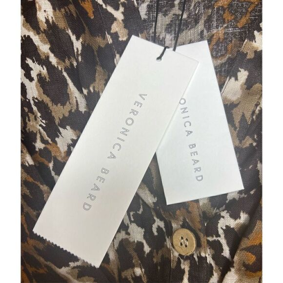 Veronica Beard Seki Printed Linen Dress in Brown Multi NWT Size 0 - Picture 10 of 10